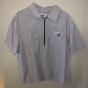 Jiberish Men’s L Large Light Gray Polo Shirt with Zipper